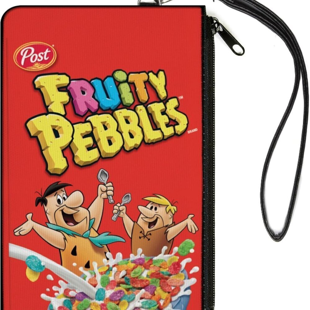 Zip Around Wallet Women Nylon Large Bright Red Cereal Box Print Clutch